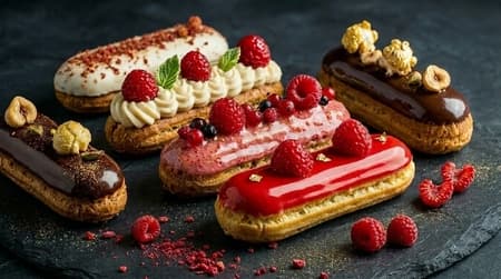 Array of luxury éclairs